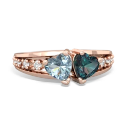 Aquamarine Heart To Heart 14K Rose Gold ring R3342