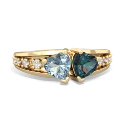 Aquamarine Heart To Heart 14K Yellow Gold ring R3342