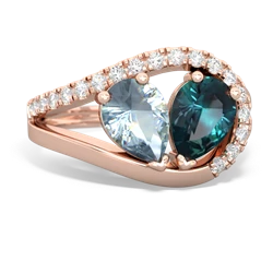 Aquamarine Nestled Heart Keepsake 14K Rose Gold ring R5650