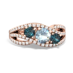 Aquamarine Three Stone Aurora 14K Rose Gold ring R3080