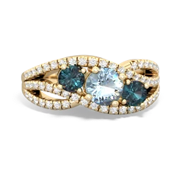 Aquamarine Three Stone Aurora 14K Yellow Gold ring R3080