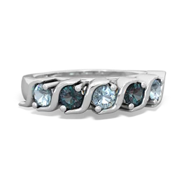 Aquamarine Anniversary Band 14K White Gold ring R2089