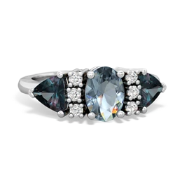 Aquamarine Antique Style Three Stone 14K White Gold ring R2186