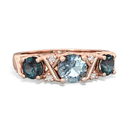 Aquamarine Hugs And Kisses 14K Rose Gold ring R5016