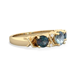 Aquamarine Hugs And Kisses 14K Yellow Gold ring R5016