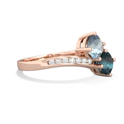 Aquamarine Channel Set Two Stone 14K Rose Gold ring R5303