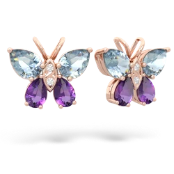 Aquamarine Butterfly 14K Rose Gold earrings E2215