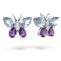 Aquamarine Butterfly 14K White Gold earrings E2215