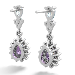 Aquamarine Halo Pear Dangle 14K White Gold earrings E1882