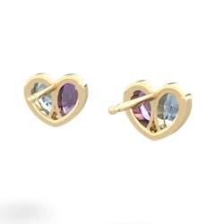 Aquamarine 'Our Heart' 14K Yellow Gold earrings E5072