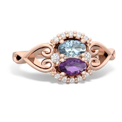 Aquamarine Love Nest 14K Rose Gold ring R5860