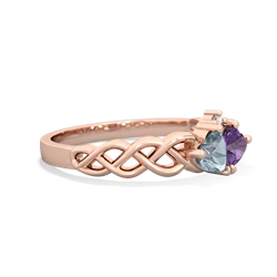 Aquamarine Heart To Heart Braid 14K Rose Gold ring R5870