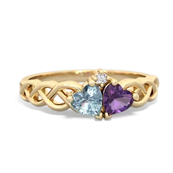 Aquamarine Heart To Heart Braid 14K Yellow Gold ring R5870