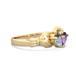 Aquamarine 'Our Heart' Claddagh 14K Yellow Gold ring R2388