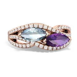 Aquamarine Diamond Rivers 14K Rose Gold ring R3070