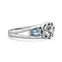 Aquamarine Hearts Intertwined 14K White Gold ring R5880