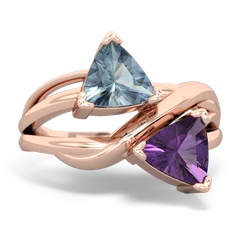 Aquamarine Split Band Swirl 14K Rose Gold ring R2341