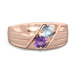 Aquamarine Men's Streamline 14K Rose Gold ring R0460