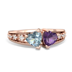 Aquamarine Heart To Heart 14K Rose Gold ring R3342