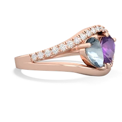 Aquamarine Nestled Heart Keepsake 14K Rose Gold ring R5650