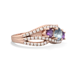 Aquamarine Three Stone Aurora 14K Rose Gold ring R3080