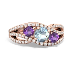 Aquamarine Three Stone Aurora 14K Rose Gold ring R3080