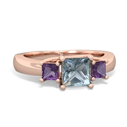 Aquamarine Three Stone Trellis 14K Rose Gold ring R4015