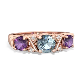 Aquamarine Hugs And Kisses 14K Rose Gold ring R5016