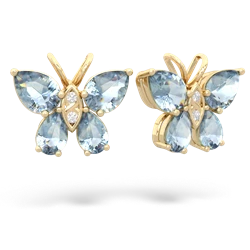 Aquamarine Butterfly 14K Yellow Gold earrings E2215