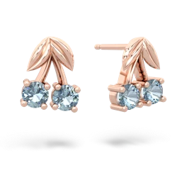 Aquamarine Sweet Cherries 14K Rose Gold earrings E7001