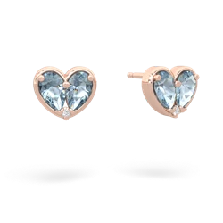 Aquamarine 'Our Heart' 14K Rose Gold earrings E5072