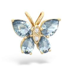 Aquamarine Butterfly 14K Yellow Gold pendant P2215