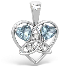 Aquamarine Celtic Trinity Heart 14K White Gold pendant P5331