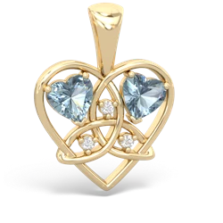 Aquamarine Celtic Trinity Heart 14K Yellow Gold pendant P5331