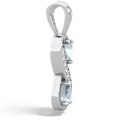 Aquamarine Diamond Infinity 14K White Gold pendant P5390