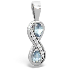 Aquamarine Diamond Infinity 14K White Gold pendant P5390