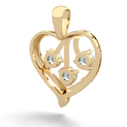 Aquamarine Glowing Heart 14K Yellow Gold pendant P2233