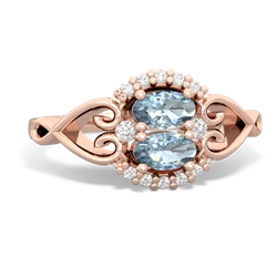 Aquamarine Love Nest 14K Rose Gold ring R5860