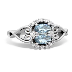 Aquamarine Love Nest 14K White Gold ring R5860