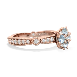 Aquamarine Sparkling Tiara Cluster 14K Rose Gold ring R26293RD