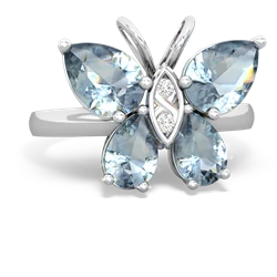 Aquamarine Butterfly 14K White Gold ring R2215