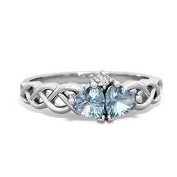 Aquamarine Heart To Heart Braid 14K White Gold ring R5870