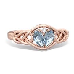 Aquamarine Celtic Love Knot 14K Rose Gold ring R5420