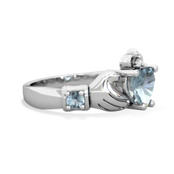 Lab Sapphire Claddagh Keepsake 14K White Gold ring R5245