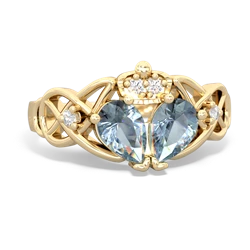 Aquamarine 'One Heart' Celtic Knot Claddagh 14K Yellow Gold ring R5322