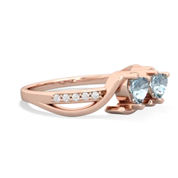 Aquamarine Side By Side 14K Rose Gold ring R3090