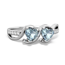 Aquamarine Side By Side 14K White Gold ring R3090