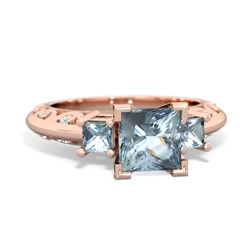 Aquamarine Eternal Embrace Engagement 14K Rose Gold ring C2001