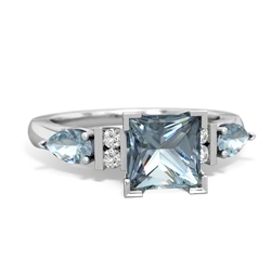 Alexandrite 6Mm Princess Eternal Embrace Engagement 14K White Gold ring C2002