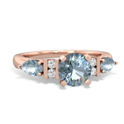 Turquoise 6Mm Round Eternal Embrace Engagement 14K Rose Gold ring R2005